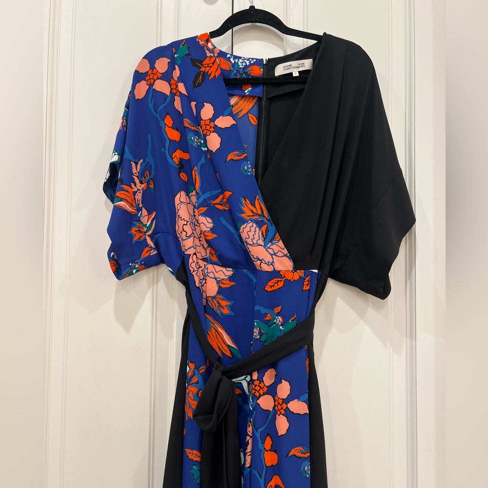 Diane Von Furstenburg Floral Colorblock Jumpsuit